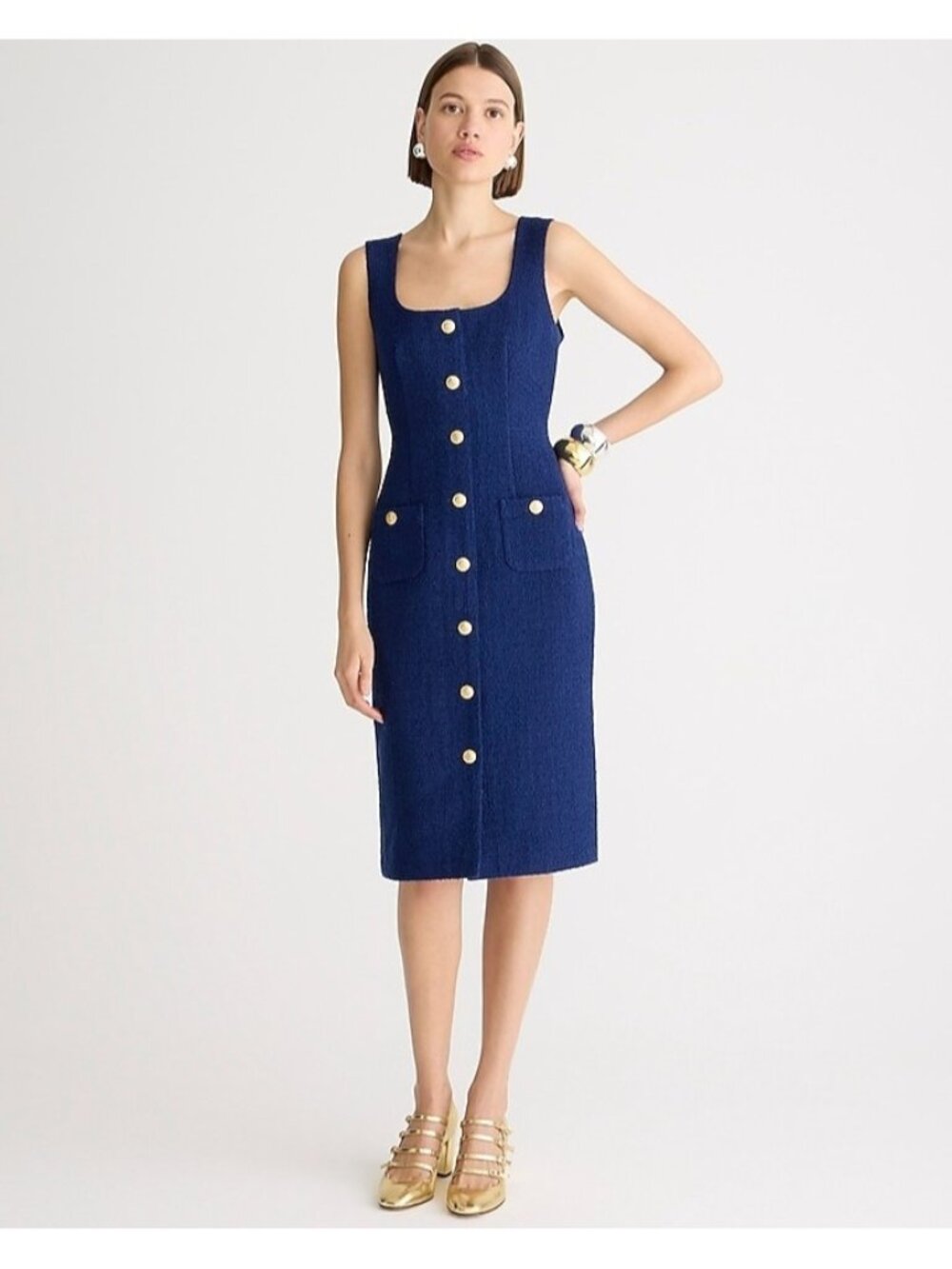 NWT J.Crew Sophia Sleeveless Midi in Dark Evening Blue Tweed Dress 6